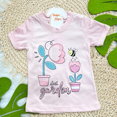  Conj. Blusa Little Garden e Short Saia Flores - Rosa